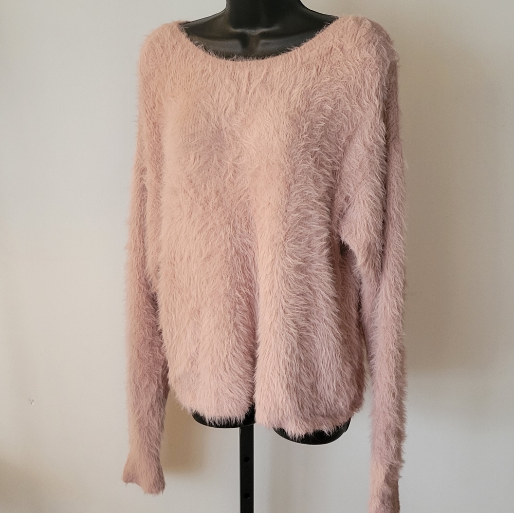 Blush Pink soft fuzzy Black Rivet sweater